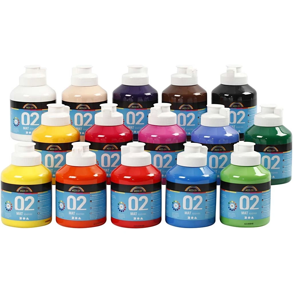 Acrylverf Mat 15 Stuks 500 Ml Multicolor 3 Acrylverf Mat 15 Stuks 500 Ml Multicolor