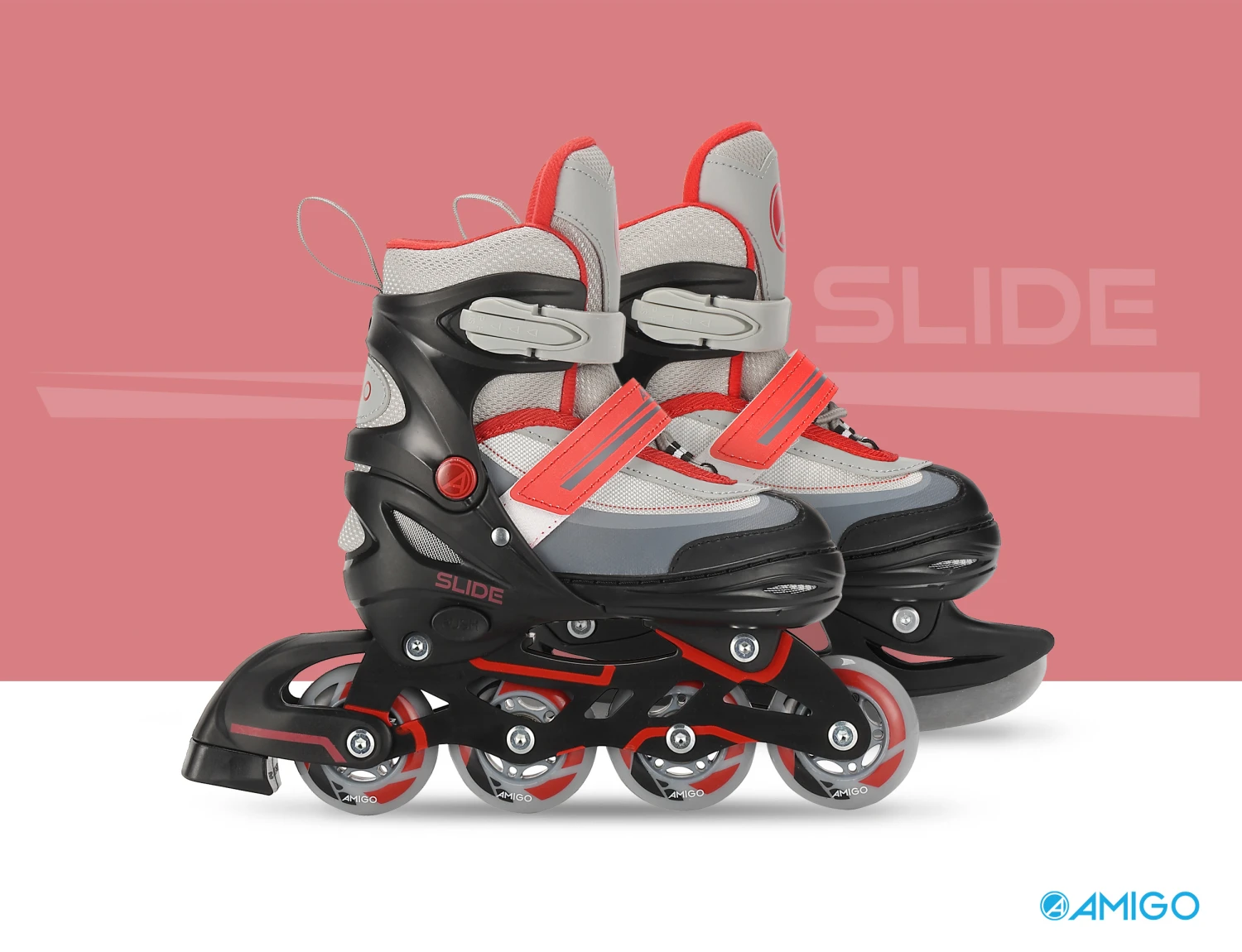 Amigo 2-in-1 Inlineskates En Schaatsen Junior Zwart/rood 11 Amigo 2-in-1 Inlineskates En Schaatsen Junior Zwart/rood - Afbeelding 9