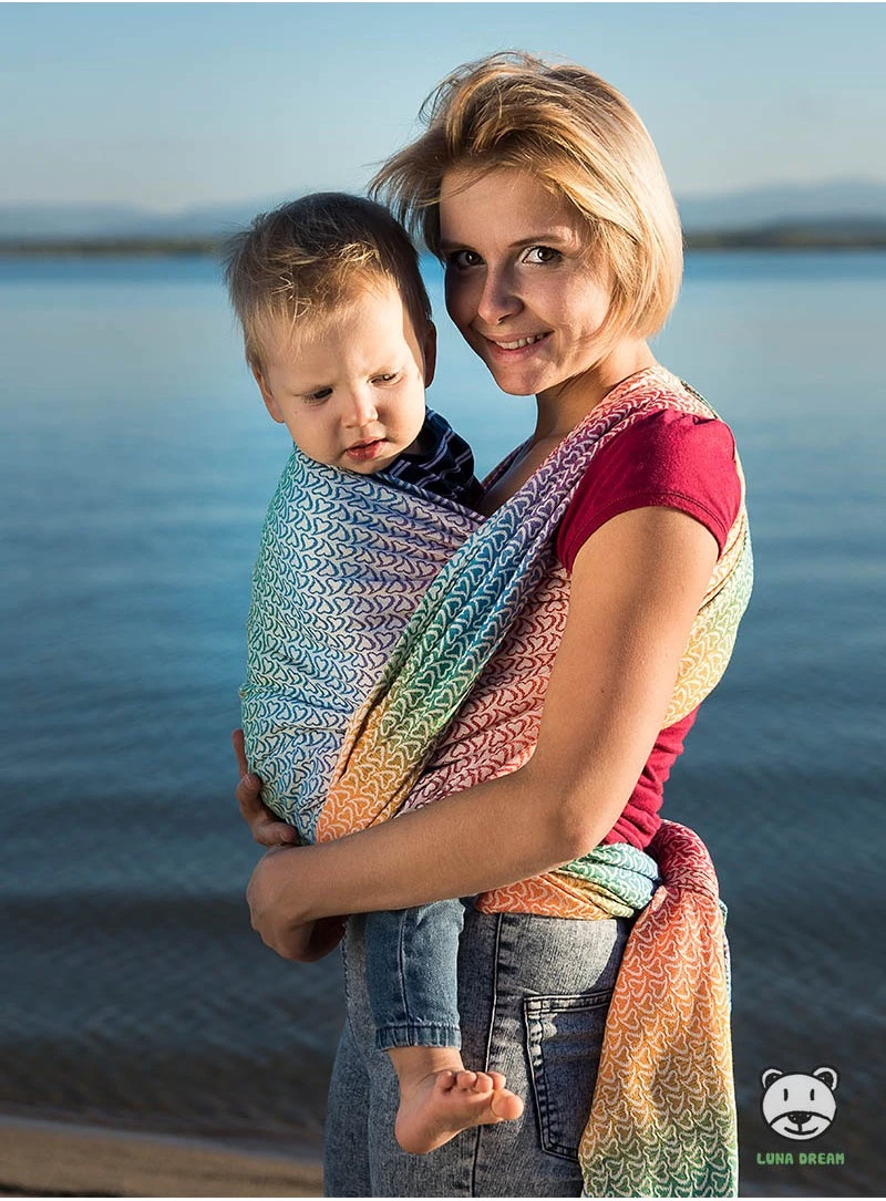 Draagdoek Sling Little Hearts Rainbow Katoen Maat 6 - Afbeelding 2