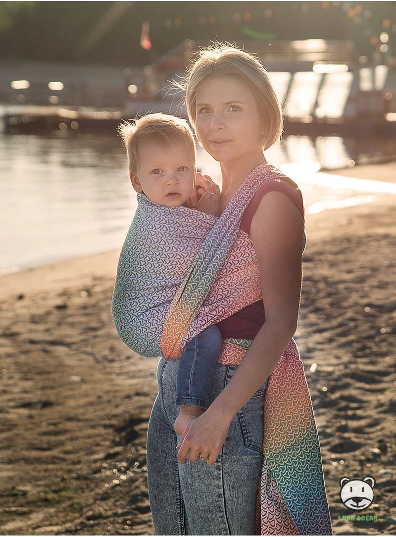 Draagdoek Sling Little Hearts Rainbow Katoen Maat 6 - Afbeelding 3