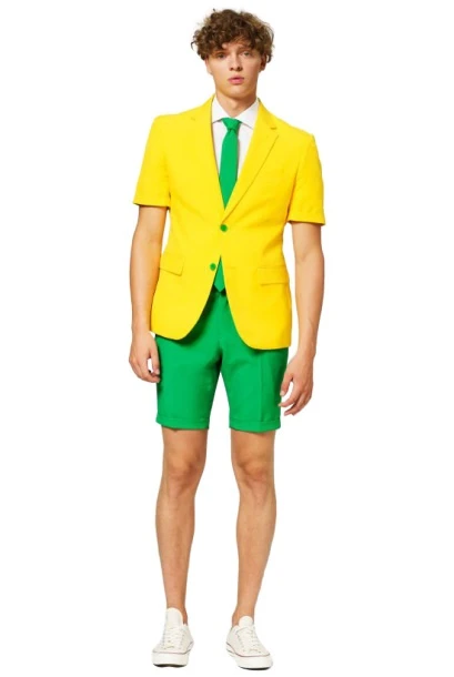 Opposuits Verkleedpak Zomer Australian Heren Groen/geel 4 Opposuits Verkleedpak Zomer Australian Heren Groen/geel - Afbeelding 2