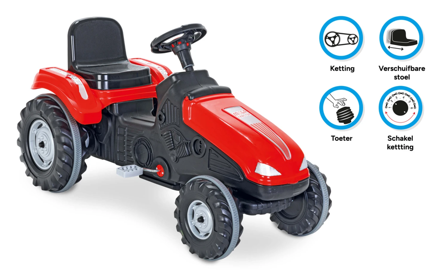 Mega Traptractor Rood/zwart 4 Mega Traptractor Rood/zwart - Afbeelding 2